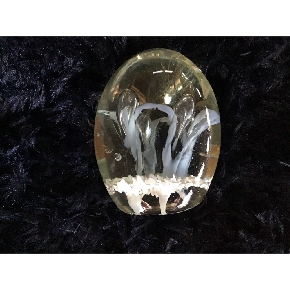 Blown Glass Oval Paperweight Controlled Bubble Signed Numbered Vintage Lovoell